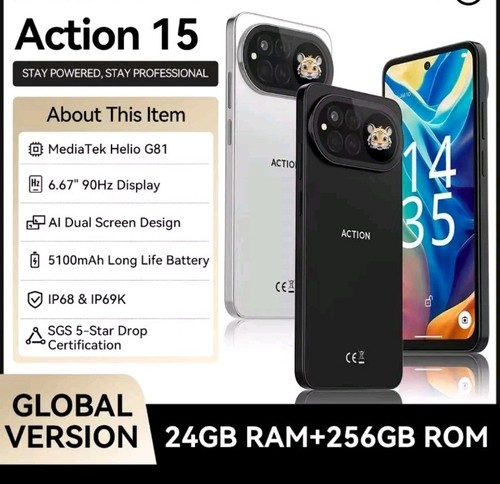 IIIF150 Action 15 Rugged 24+256GB 48MP IP68 5100mAh Dual Screen Android 15 Phone
