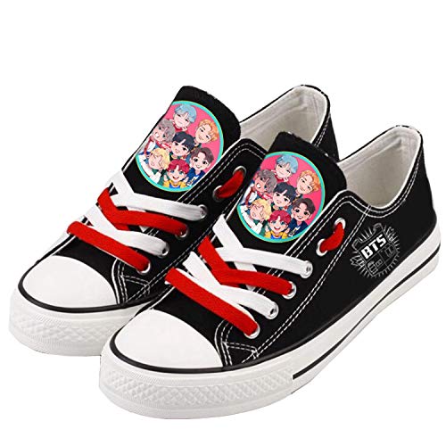 Xkpopfans Kpop BTS Canvas Shoes Cartoon Sneakers Jungkook Jimin V RM Hiphop Style Low Shoes