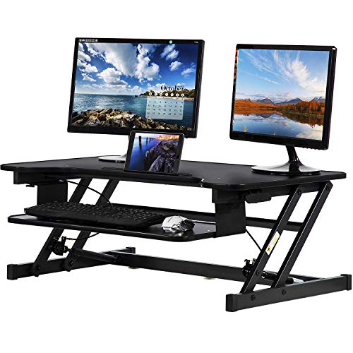 Standing Desk Converter Computer Workstation Adjustable Height Desk Home Office Desk Sit Stand Desk Dual Laptop Monitor Riser, 32 inches
