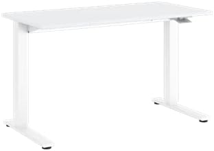 Humanscale Home Office Float Desk l Height-Adjustable Table l White Base on White Top with Flat Edge Finish l 24" D x 48" W