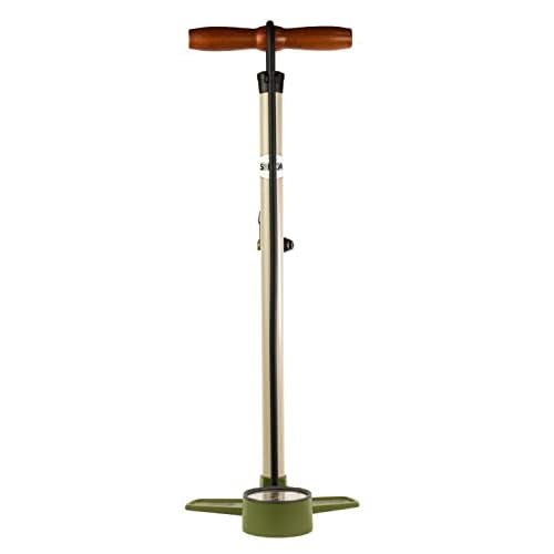 SILCA Terra Floor Pump for Bicycles with 2 Stage Gauge, PrestaSchrader Reversible Locking Chuck and 30 PSI to 120PSI