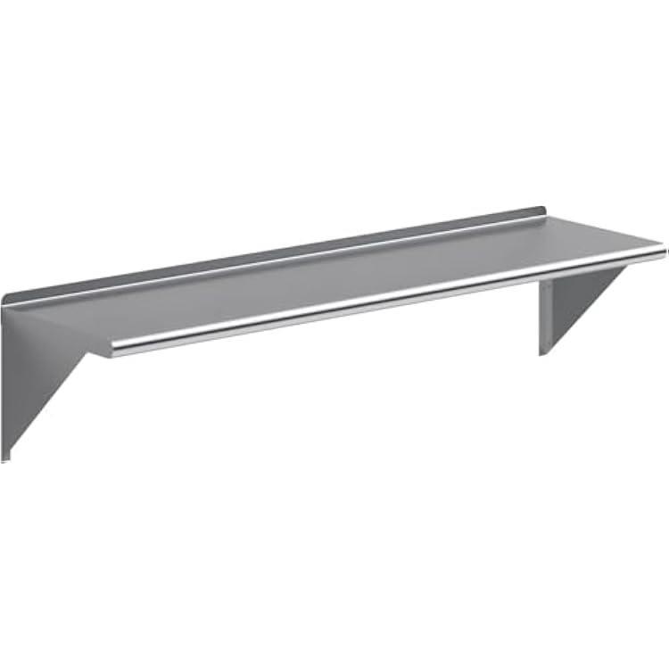 KPS 16 x 60 Stainless Steel Wall Shelf NSF Certified Heavy-Duty Commercial Kitchen Storage Rack