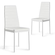 Warmiehomy Dining Chairs Set of 2, PU Leather Kitchen Dining Room Chair, Modern Dinner Side Chairs with Sturdy Metal Frame for Kitchen, Living Room, Restaurant(2Pcs White)