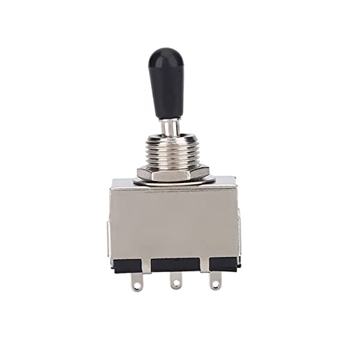 3 Way Toggle Switch Guitar, Metal Enclosed 3 Way Selector Switch with Black Brass Tip Knob Compatible for LP Electric Guitar Switchcraft