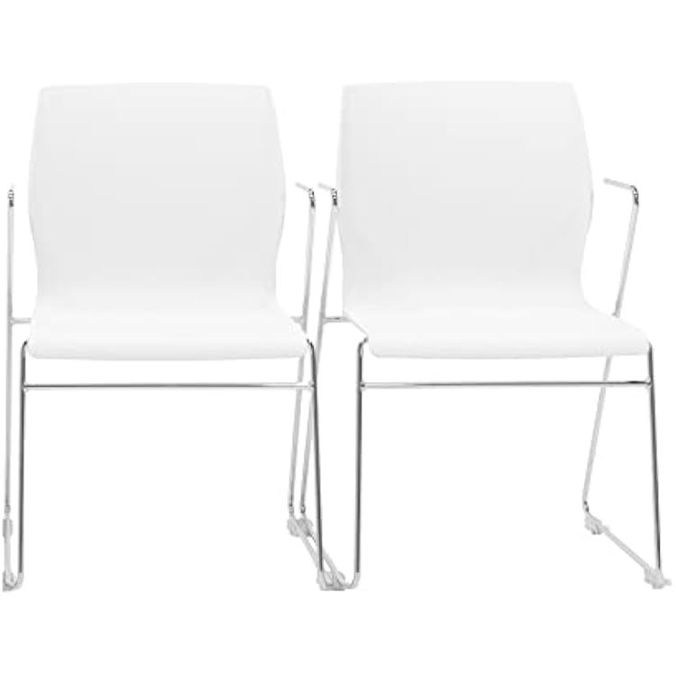 Eurotech Faze Stackable Guest Chairs, with Arms, Set of 2, White