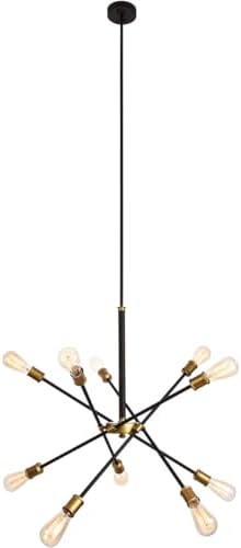 Elegant Lighting Axel Collection 10 Light Chandelier in Black and Brass Finish - 27.2D x 32.5H