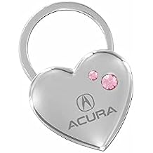 Acura Chrome Heart Keychain Swarovski Pink Crystals Key Ring