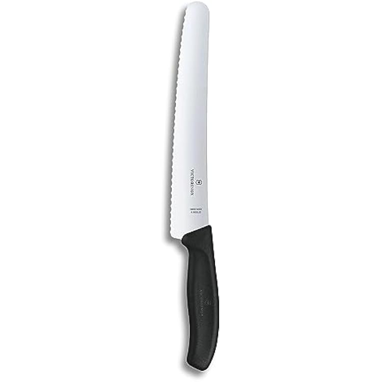 Victorinox Swiss Classic Bread Knife - Serrated Kitchen Knife for Home Essentials - Perfect for Cutting Bread, Fruit & Vegetables - Black Handle, Serrated Edge, 8.5