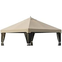 Garden Winds Heavy Duty Reinforced RipLock 500 Replacement Canopy Top Cover Compatible with Garden Treasures 10' x 12' Gazebo Models S-1210GZ, S-1210GZN - Beige