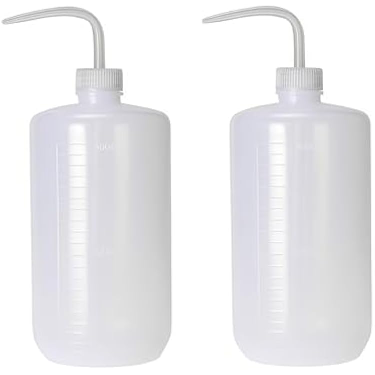 2-Pack 1000ml34oz Clear Plastic Squeeze Tattoo Bottle with Scaled Narrow Mouth, Watering Tool for Gardening & Lab