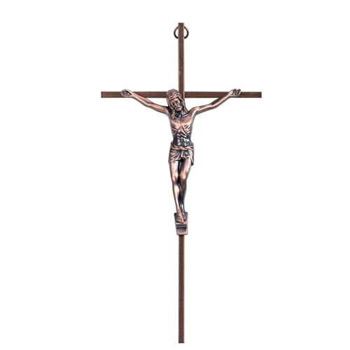 ACHIBANG 10 Crucifix Wall Cross Antique Copper Catholic Jesus Wall Crucifix for Home or Over-the-Door Blessing