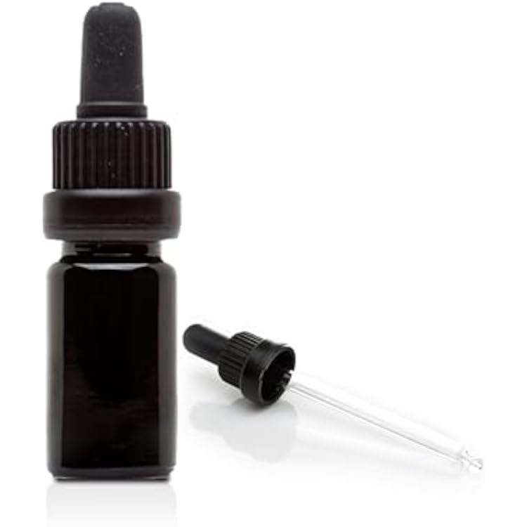 Infinity Jars 10 ML 0.34 Fl oz UV-Black Glass Tincture Bottle & Dropper LeakProof Travel Vial for Essential Oils, Serums, Micro-Doses, Herbal Extracts Pack 3 Pack