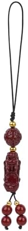 Cinnabar Pi Xiu Phone Charm Feng Shui Keychain Pendant Symbolizing Good Luck and Prosperity, Positive Energy Gift for Wealth and Fortune.