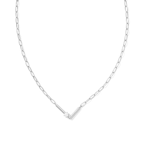 Kendra Scott Womens Pearl Letter L Short Pendant Necklace Silver White Pearl One Size