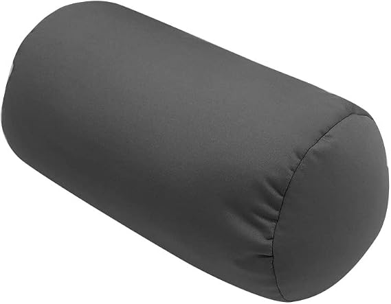 Microbead Neck Pillow, Small Bolster Pillow Neck or Back Support Roll Pillow Squishy Pillow Cylindrical Cushion for Home Sofa Bed, Travel, 30cm x 14cm (Black)