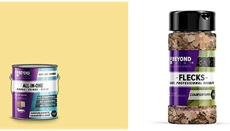 Beyond Paint Bundle, Includes (1) Gallon of All-In-One Refinishing Paint in Buttercream and (1) Five Ounce Multi-Colored Flecks