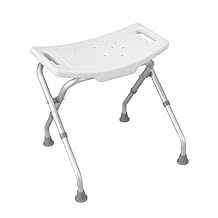 Drive Medical 12486 Folding Shower Chair, Bath Bench with Drainage Holes and In-Seat Handles, Supports Users Up To 300 Pounds, White