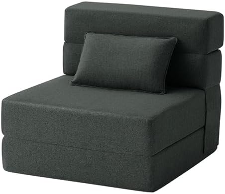 Foldable Memory Foam Sleeper Chair Bed with Pillow - Convertible Space-Saving Sofa Bed for Living Room, Dorm, Guest Room & Office - Comfortable Green Fold-Out Couch
