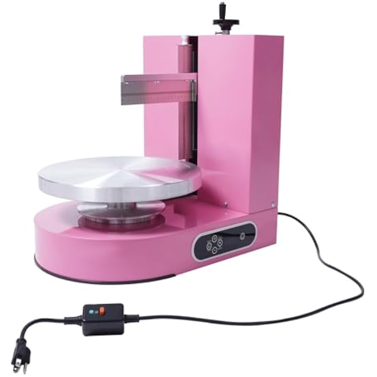 Electric Cake Decorating Machine Cream Coating Spreading Smooth Machine for 4-12inch Cake Butter Cream Bread Jam Spreading Machine Adjustable Rotating Speed Pink, 110V