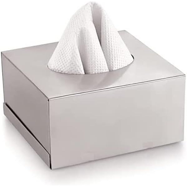 Dynore Stainless Steel Square Tissue Paper Holder Box