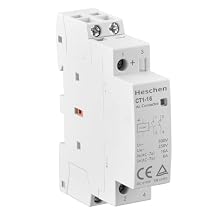 Heschen Household AC Contactor, CT1-16, Ie 16A, 2 Pole, 2 NO, Two Normally Open, 35mm DIN Rail Mount (DC24V Coil Voltage)
