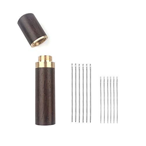 Owden 12Pcs Leather Hand Sewing Needles, Professional Small Eye Design for Leather Hand Stitching Needle. 2 Sizes and Each 6Pcs.