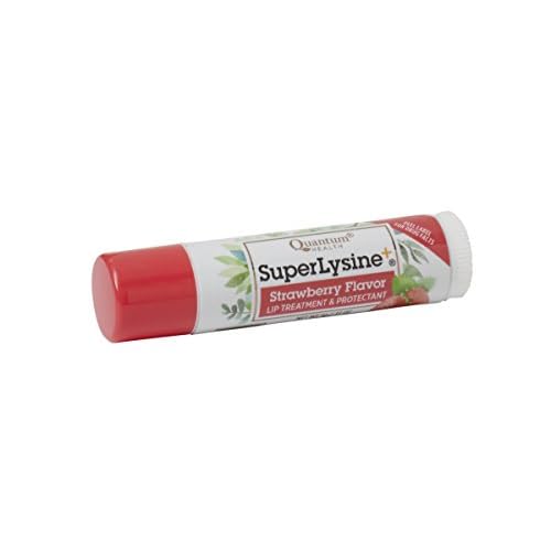 Quantum Health SuperLysine Lip Sunscreen Coldstick|Strawberry|Herbal Lip Balm|Soothes, Moisturizes, and Protects Lips from the Sun|SPF 21|0.17 Ounce Stick