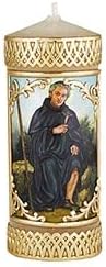 Candle - Will and Baumer - Hand-Decorated Family Prayer Paraffin Devotional Candle with Decal, 4.75-Inch, Saint Peregrine