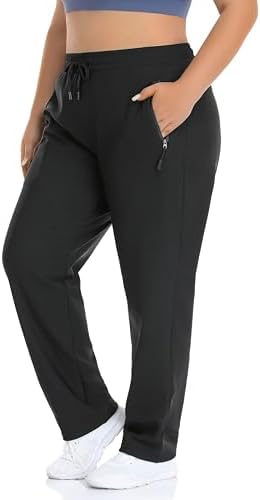 ZERDOCEAN Women's Plus Size Fleece Lined Pants Casual Winter Thermal Lounge Pants with Zippered Pockets Drawstring