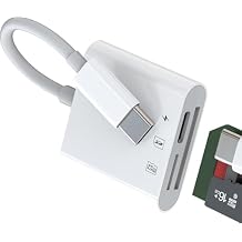 USB-C SD Card Reader with Charging Port, SD & Micro SD TF Memory Card Adapter, Plug and Play OTG Card Reader Compatible with iPhone 15/16, iPad, MacBook, Android Phones