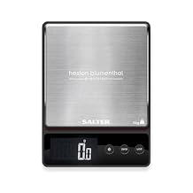 Salter Heston Blumenthal Precision 1140A HBBKDR Digital Kitchen Scales - Premium Compact Baking/Cooking Scale, for Weighing Food/Coffee and Liquid, 0.5 g Increments, Slim, Stainless Steel/Black