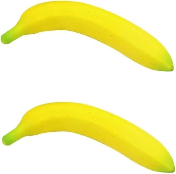2 Pcs Banana Lifesize Realistic Fruit Yellow Plastic Fruits Simulation Artificial Assorted Fake Decorative Fruits Home Party Chirstmas Decortion Photoshoot Decor
