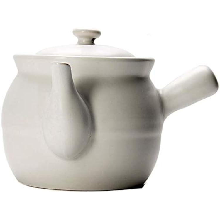 Ceramic Round CasseroleClay PotEarthen PotCeramic Cookware with White Monster Lid Heat-Resistant Size : 2.1L
