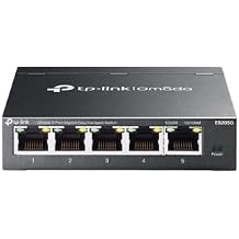 TP-Link Omada 5-Port RJ45 Gigabit Switch Splitter, Easy Managed, Plug and Play, Fanless, Metal case, Desktop or Wall Mount (ES205G)