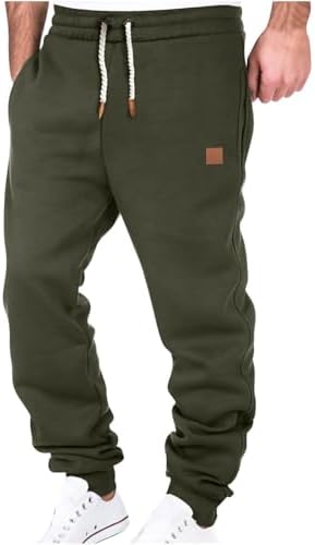 Mens Sweatpants Fleece Workout Joggers Lightweight Drawstring Cargo Pants Tapered Athletic Pants with Pockets
