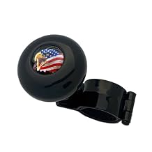 Metal Heavy Duty Universal Gloss Black Aluminum Steering Wheel Spinner Suicide Brody Knob For Hot Rod Customs Car Truck SUV Tractor Trailer Big Rig Boat USA Flag Bald Eagle