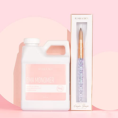 Kiara Sky EMA Liquid Monomer 16 oz and #8 Kolinsky Acrylic Brush Starter Set