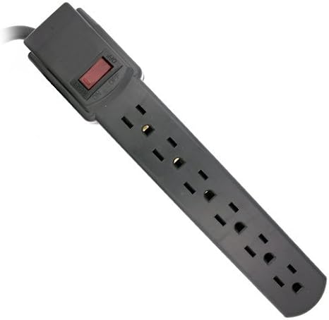 Topzone 1 Feet 6 Outlets Built-in Safety Circuit Breaker Angle Plug AC Wall Power Strip UL Listed (Black)