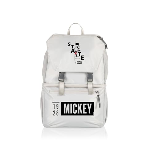 PICNIC TIME Disney Mickey Mouse Tarana Backpack Cooler, Soft Cooler Backpack with Insulated Compartment, Adjustable Shoulder Straps and Mesh Storage for Hiking Beach and Travel Halo Gray