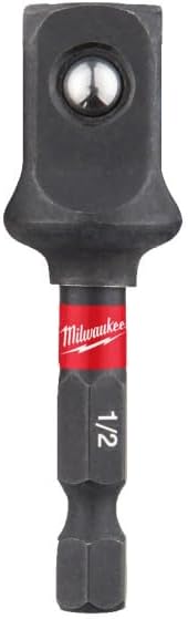 Milwaukee SHOCKWAVE Lokma Anahtarı 50 mm, 1/4 inç Altıgen 1/2 inç Kare üzerinde, Özel Çelik Adaptör Seti