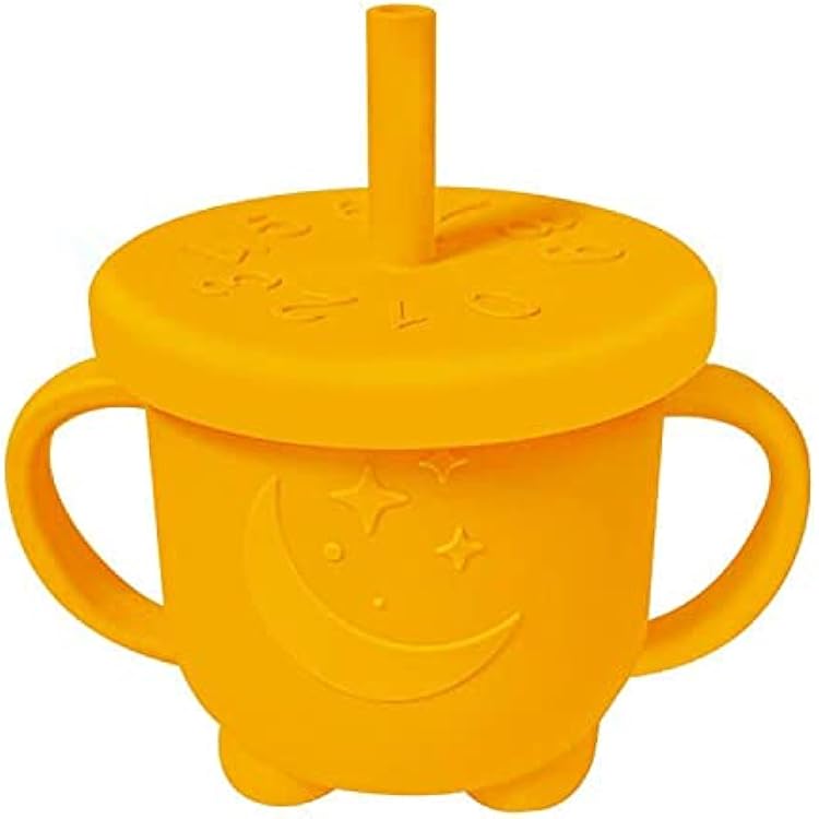 Baby Sippy Cup, BPA Free Baby Training Cup, 2 In 1 No Spill Straw Cup For 1 Year Old, With Non-Slip Grip Handles And Lid, Yellow