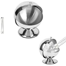 CLoxks 16 Oz Stainless Stee Sugar Candy Bowl with Roll Top and 4.3'' Stainless Sugar Cube Clip Multi-Purpose Serving Bowl Kitchen Food Storage Container for Home Kitchen Office Coffee Bar
