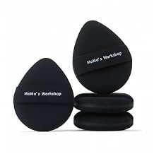 Momo's Workshop TATAMI Black Makeup Puff Set (Flat + Egg Shape) Rubycell,Cushion Puff, Quick Flawless Foundation Application for Hydrating Liquid Makeup,2pcs Foundation Sponge with Case