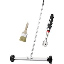 Toolwiz 17" Rolling Magnetic Sweeper 8.8lbs, with 16 lbs Telescopic Magnetic Pick Up Tools Lightweight Pick-up Sweeper with Wheels for Nails, Screws & Metal Debris Home Use Workshop Garage