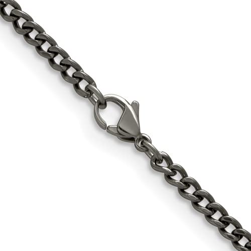 The Black Bow 3.5mm Dark Gray Titanium Classic Polished Curb Chain Necklace