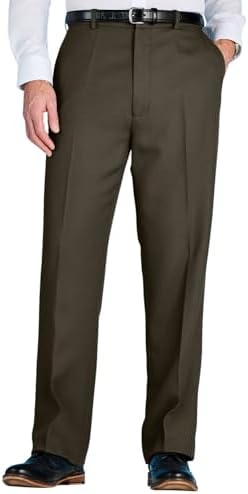 Chums Men's Classic Fit Flat Front Dress Pant with Expandable Waist Smart Casual & Formal Slacks