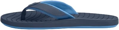 Hari Mari Brazos II Mens Flip Flops - Premium Rubber Water-Resistant Beach Sandals with Comfortable Memory Foam Leather Straps and Arch Support- Navy- Size 12