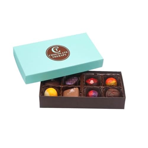 Chocolate Therapy by Sweet Remedies, Assorted Milk and Dark Gourmet Chocolate Collection. Truffle Box, 8 pc. Gift Box for every sweet occasion; Holiday, Birthday, Hostess