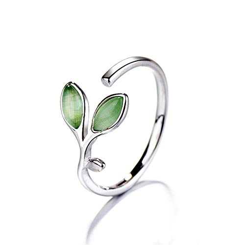 kogl Cats eye leaf style Ring Japanese and Korean Style Adjustable Ring Wear on Any Finger Longing for Advocating simple and nature Green