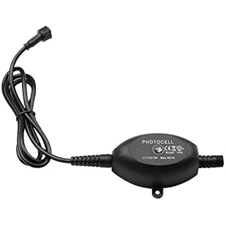 LED Photocell DC 12V PC Waterproof IP68 Max.Load Power 60W Light Sensor Switch On at Dusk and Off at Dawn for LED Deck Lights